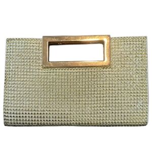 Elegant Gold Toned Clutch Bag - Blingy Sparkle Purse - Prom Formal Dance